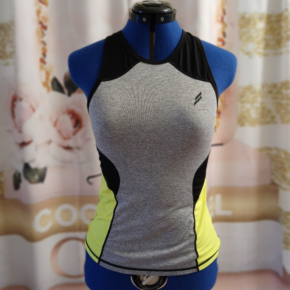 DoYouEven Gray & Neon Active Tank Top sz L.